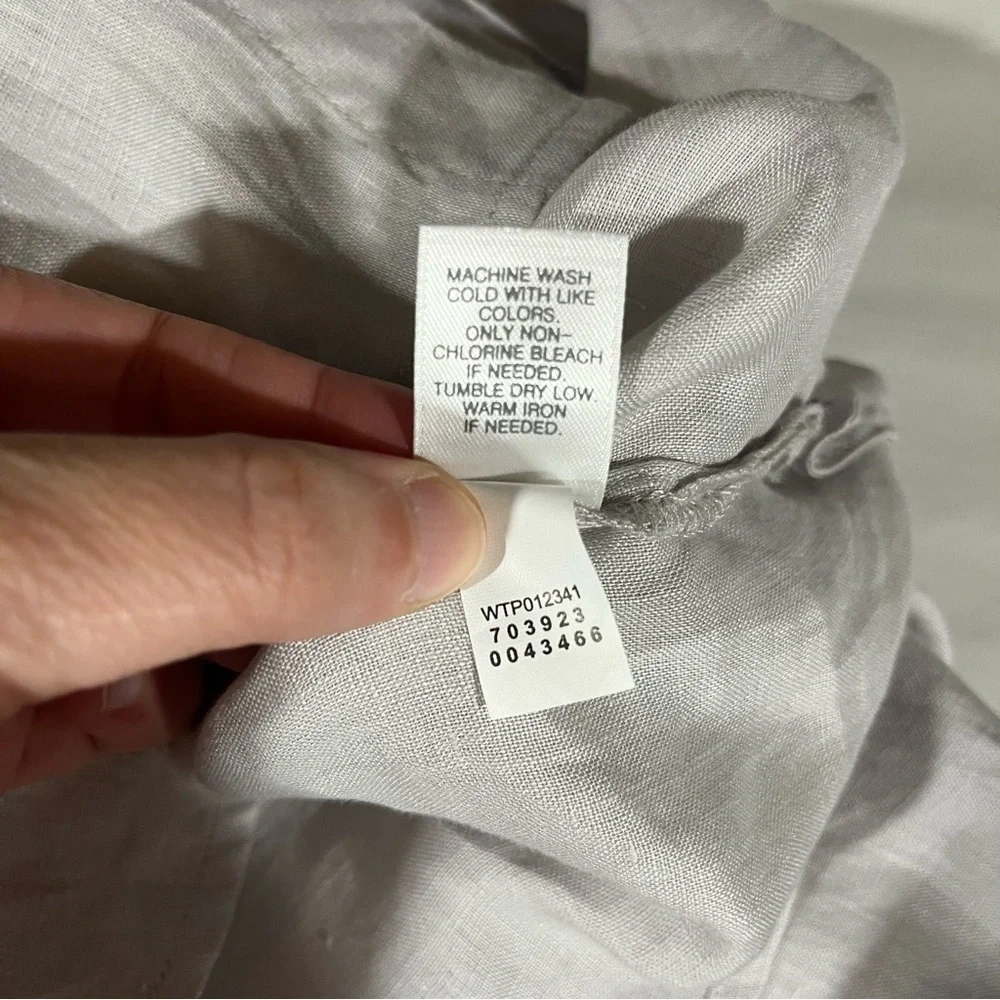 J. Jill Love Linen 100% Linen Light Gray Silver Button Down Shirt - Picture 8 of 10